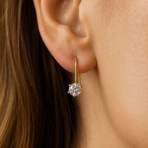 Elegant Gold Tone Crystal Drop Hook Earrings | Classic Sparkling Jewelry